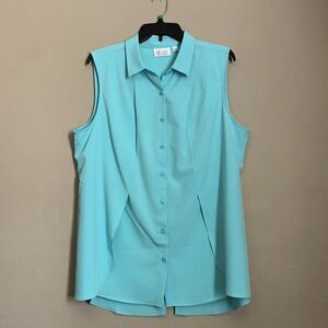 NWOT Denim & Co Button Down Sleeveless Top